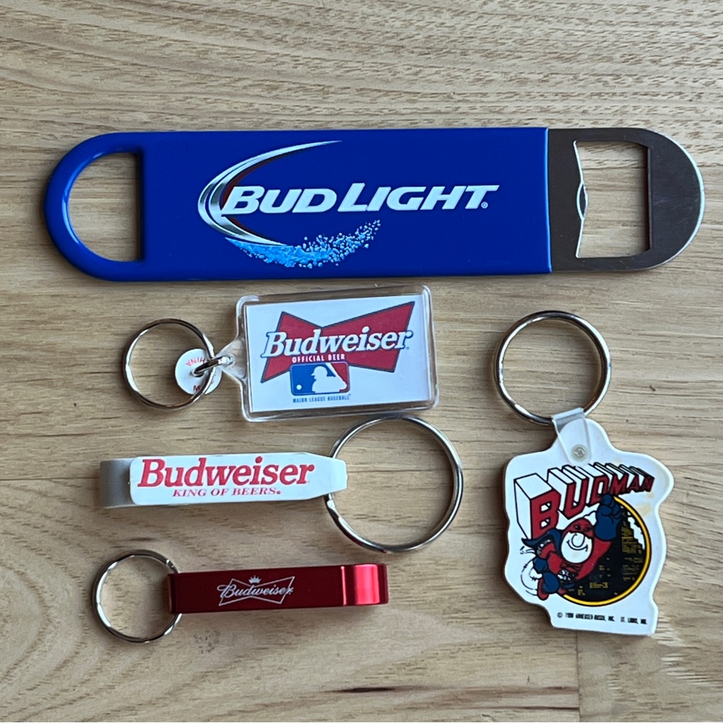 For The Bud Lover 5 Vintage Budweiser Beer Keychains Bottle Openers